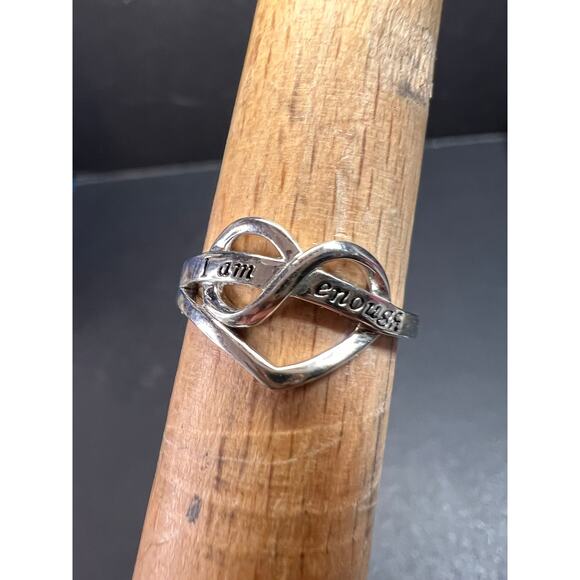 Vintage eternity heart You Are Enough ring size 6 - Picture 1 of 11
